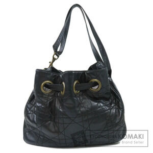 Christian Dior black cannage quilted lambskin drawstring bucket bag